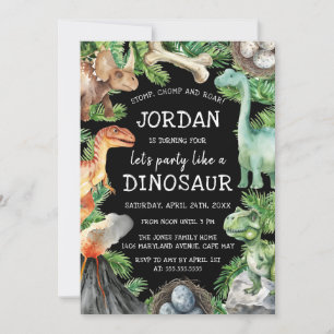 Fun Kids Dinosaur Birthday Invitation