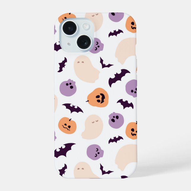 Fun Kids Halloween Pattern iPhone 15 Case (Back)