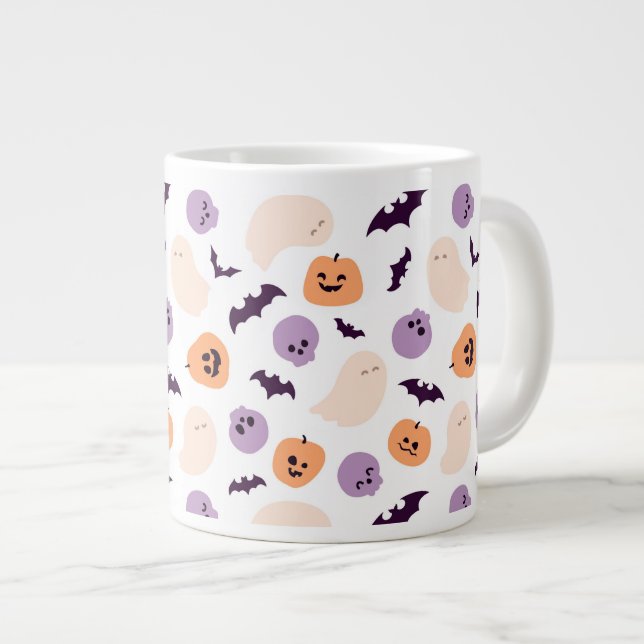 Fun Kids Halloween Pattern Large Coffee Mug (Front Right)