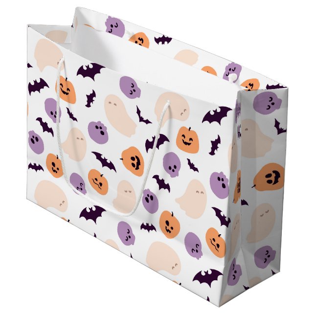 Fun Kids Halloween Pattern Large Gift Bag (Front Angled)