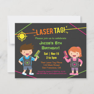 Fun Kids Laser Tag Birthday Party Invitations