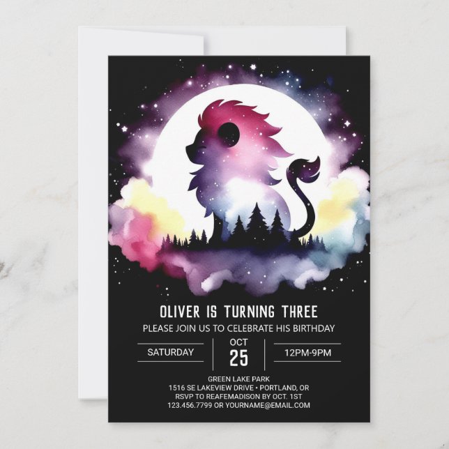 Fun Kids Lion Birthday Invitation (Front)