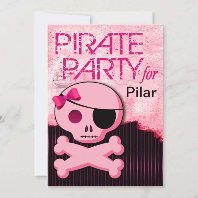 Fun Kids Pirate Girl - "Pirate Baby!" Party Invitation (Front)