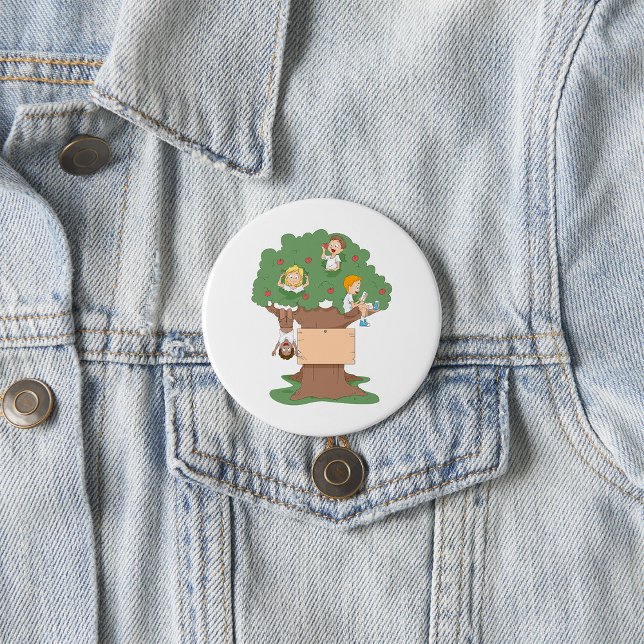Fun Kids Playing in Apple Tree  7.5 Cm Round Badge (Creator Uploaded)