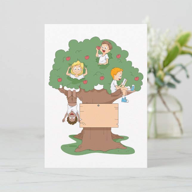 Fun Kids Playing in Apple Tree  Invitation (Creator Uploaded)
