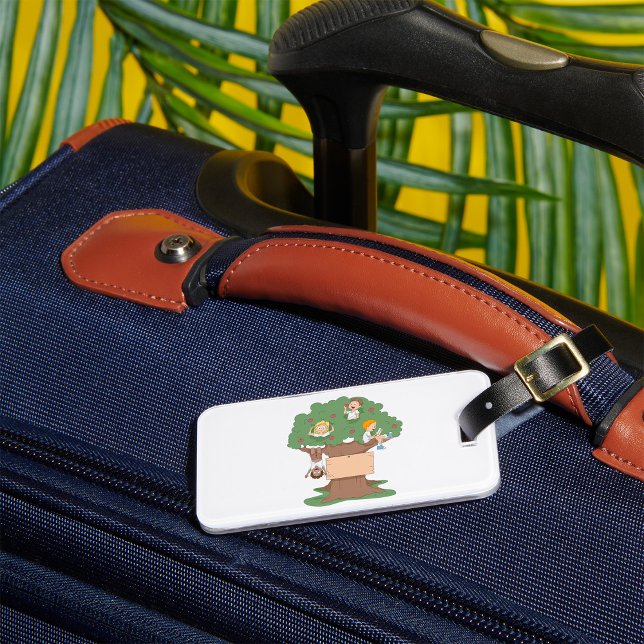 Fun Kids Playing in Apple Tree  Luggage Tag (Creator Uploaded)