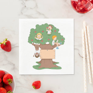 Fun Kids Playing in Apple Tree  Napkin