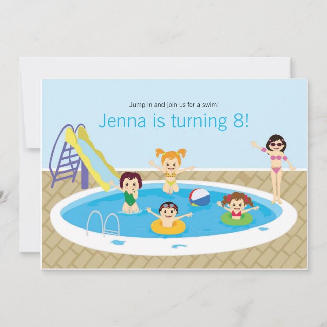 Fun Kid's Pool Party Birthday Invitation (Front)