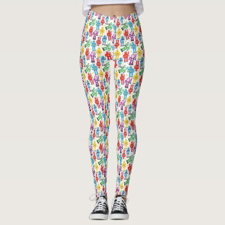 Fun Kids Robots and Aliens Colourful Patterned Leggings