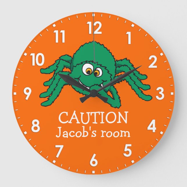 Fun kids spider caution named wall clock (Front)