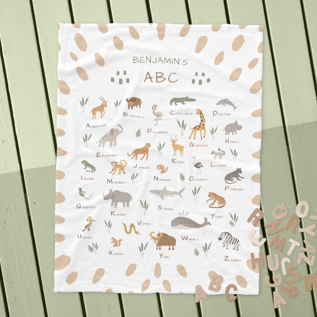 Fun Kids' Wild Animals Fleece Blanket (Learn ABC Jungle Safari Animals Kids Fleece Blanket ©Susanne Sachers - Sunny Mind Design 🌞)