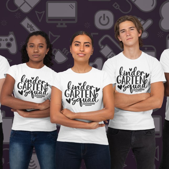 Fun Kindergarten Squad with Teacher's Name T-Shirt (Creator Uploaded)