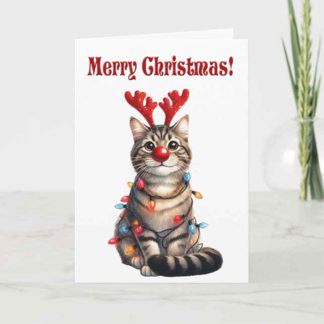 Fun Kitten Funny Cat Christmas  Card (Front)