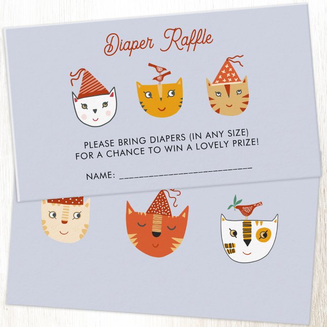 Fun Kitty Cat Baby Shower Diaper Raffle Enclosure Card (Fun party cat baby shower diaper raffle enclosure card)