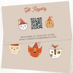 Fun Kitty Cat Baby Shower Gift Registry QR Code Enclosure Card