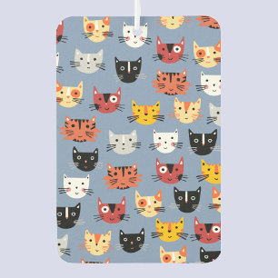 Fun Kitty Cat Pattern Blue Car Air Freshener