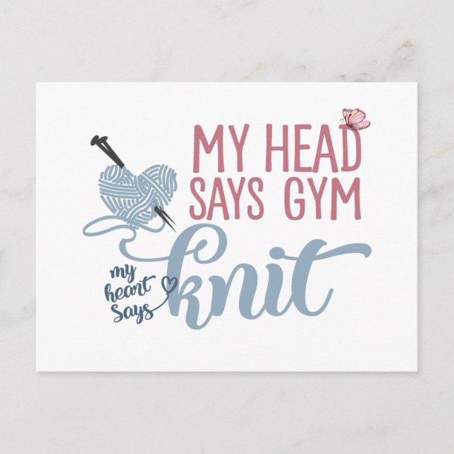 Fun Knit or Gym Dilemna for Knitters & Yarn Lovers Postcard (Front)