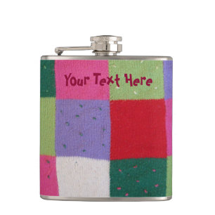 fun knitted patchwork colourful original design hip flask