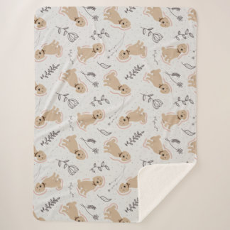 Fun Labradoodle Hand Drawn Sherpa Blanket