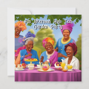 Fun Ladies Afternoon High Tea Garden Party ethnic Invitation