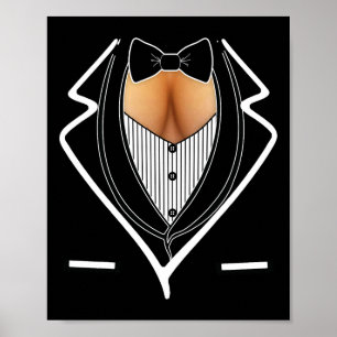Fun Ladies Cleavage Tuxedo Party Mardi Gras Tailga Poster