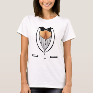 Fun Ladies Cleavage Tuxedo Party Mardi Gras Tailga T-Shirt