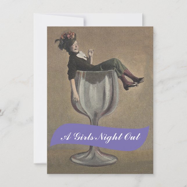 Fun Lady in Glass Girls Night Out Invitations (Front)