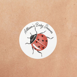 Fun ladybug Baby Shower Classic Round Sticker
