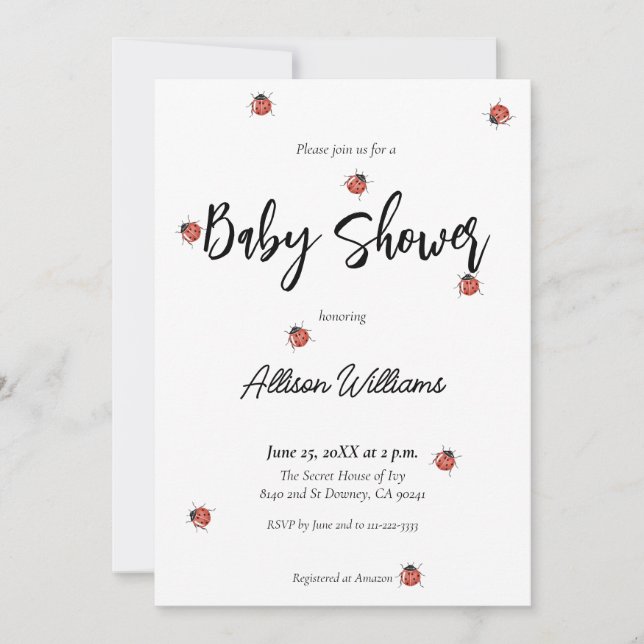 Fun Ladybug Baby Shower Invitation (Front)