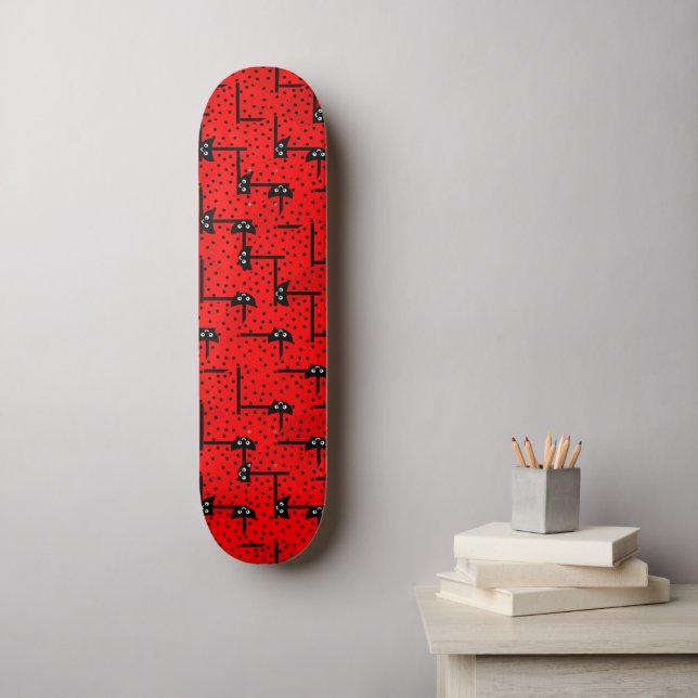 Fun ladybugs - red pattern skateboard (Wall Art)