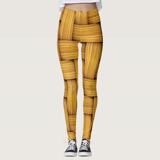 Fun Large Wicker Basket Weave Leggings (Front)