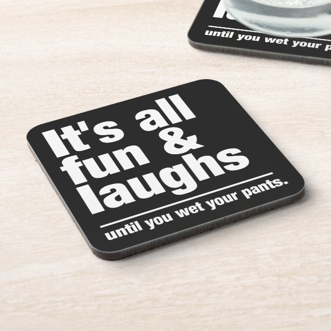 FUN & LAUGHS custom color coasters (Left Side)