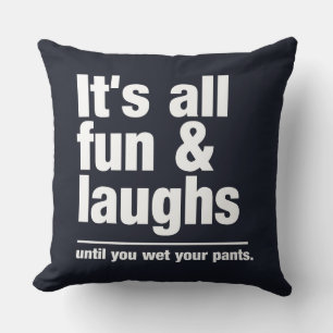 FUN & LAUGHS custom color throw pillow