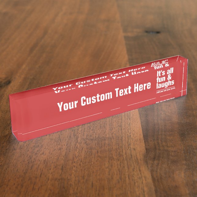 FUN & LAUGHS custom colour desk plate (Side)