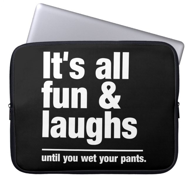 FUN & LAUGHS custom colour laptop sleeve (Front)