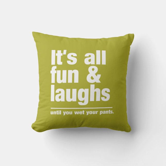FUN & LAUGHS custom colour throw pillow (Front)