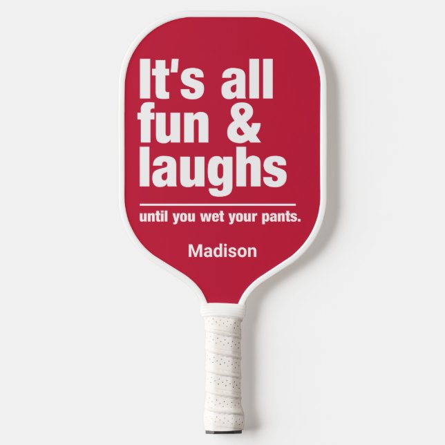 FUN & LAUGHS custom name & colour Pickleball Paddl Paddle (Front)