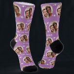 Fun Lavender Newlyweds Photo Pattern Socks<br><div class="desc">These fun lavender newlyweds photo pattern wedding dress or casual socks feature the couple's photo and white hearts in an offset pattern and their names and wedding date! These are perfect for the groom as he walks down the aisle, as a gift for the bride, as a bridal party favour,...</div>