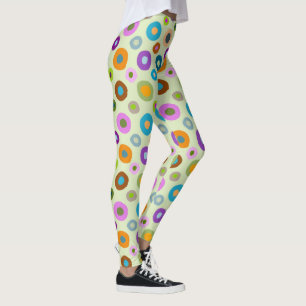 Fun leggings all over colourful dots on light gree