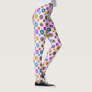 Fun leggings all over colourful dots on pink