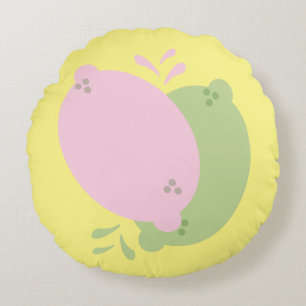 Fun Lemon and Lime Fresh Squeezable Citrus Round Cushion