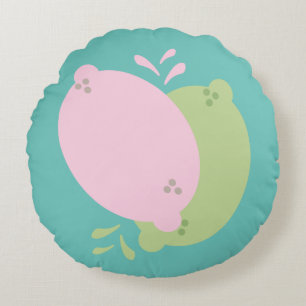 Fun Lemon and Lime Fresh Squeezable Citrus Round Cushion