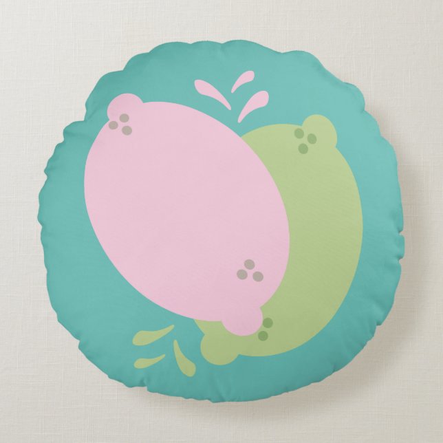 Fun Lemon and Lime Fresh Squeezable Citrus Round Cushion (Front)