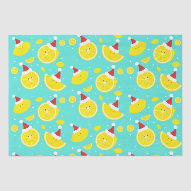 Fun Lemons Santa Hats Christmas Tissue Paper (Front)