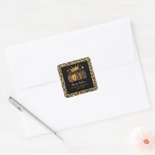 Fun Leopard Birthday Queen Forty Birthday Square Sticker