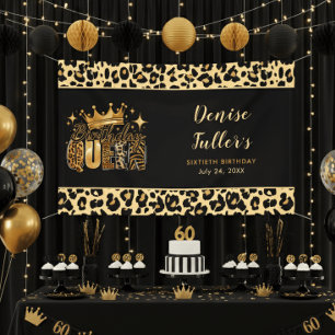 Fun Leopard Birthday Queen Sixty Birthday Banner