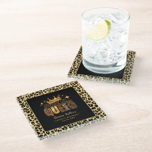 Fun Leopard Birthday Queen Sixty Birthday Glass Coaster