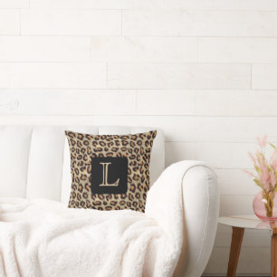 FUN LEOPARD PRINT, MONOGRAM CUSHION
