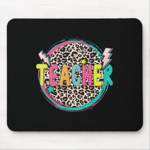 Fun Leopard Teacher Happy First Day of School Tea Mouse Pad