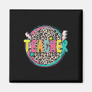 Fun Leopard Teacher Happy First Day Of School Teac Magnet